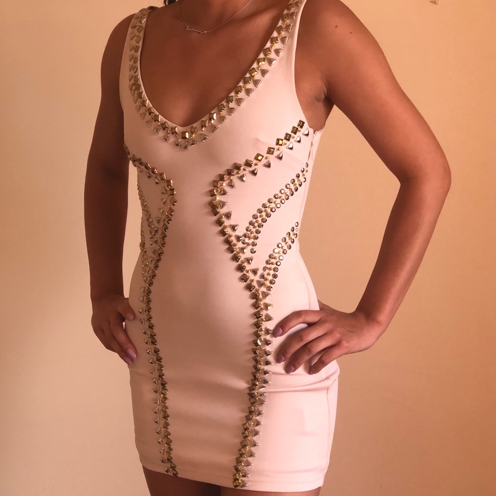 Off white Bebe rhinestone dress